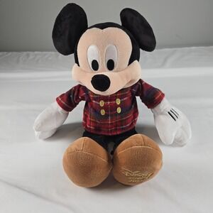 Disney Store Mickey Mouse Plush Holiday Christmas Outfit Tartan Sweater 2013